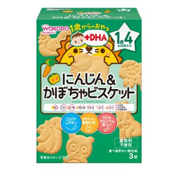 WAKODO DHA CARROT PUMPKIN ANIMAL BISCUIT (11.5G X 3 PACKS)
