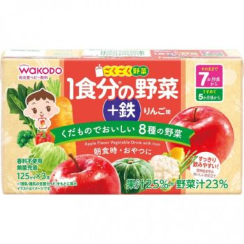 WAKODO BABY VEGETABLE JUICE (APPLE FLAVOR) 7 MONTHS+ (125ML X 3)