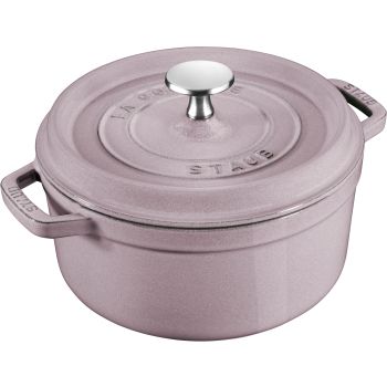 Staub 圓形燉鍋 18cm/1.7L 夜櫻粉  Staub 兒童餐具套裝4件 小豬