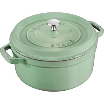 staub 圓形燉鍋 18cm/1.7L 香草綠 staub 陶瓷餐碟 22cm 香草綠 staub 陶瓷餐碟 26cm 香草綠 