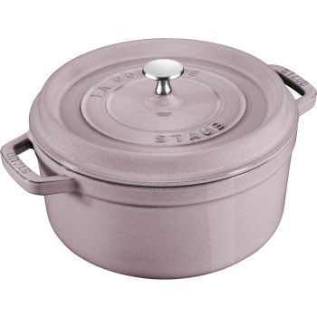 Staub 圓形燉鍋 26cm/5.25L 夜櫻粉 Staub 陶瓷餐碟 26cm 夜櫻粉 Staub 橢圓形磁性木製鍋墊 29x20cm 