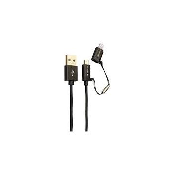VERBATIM 2合1USB充電及數據線 120CM2IN1TYPEC+MICROUSB/BK
