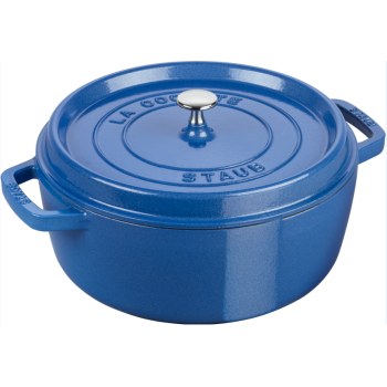 STAUB 圓形淺燉鍋 28cm/5.7L 夜光藍STAUB 意大利飯專用勺 STAUB 陶瓷圓形盤 24cm 藍 