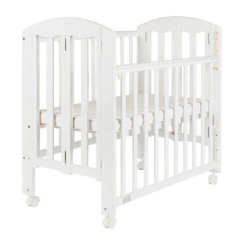 Baby Star Easi Foldable Baby Cot with 2" Mattress - White / New Zealand Pine