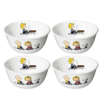 美国康宁 中式饭碗 450ml 4件 - Snoopy Colourful