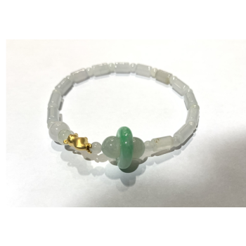 18K黃金牛轉乾坤A玉手串  1顆鑽石-0.01卡