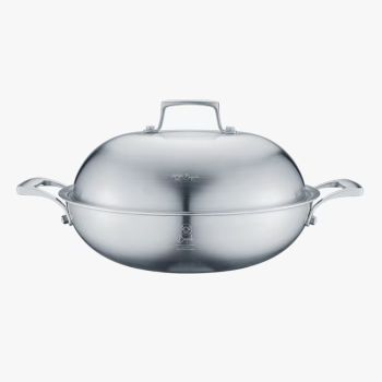 牛头牌 316不锈钢五层复合金 32CM双耳平底镬连钢盖 + 304不锈钢 32CM蒸笼