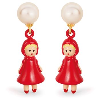 Les Nereides小紅帽珍珠耳釘耳環