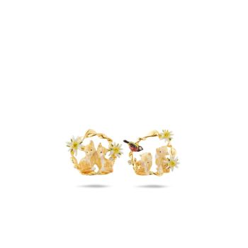 LES NEREIDES 不對稱雪絨花、北極狐和各種山雀環形耳環