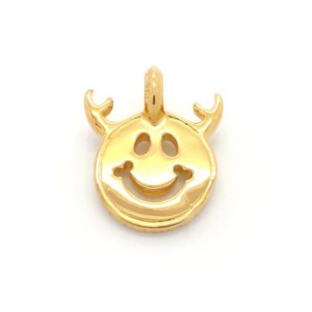 Graffiti Happy Face with Antler Gold Plated