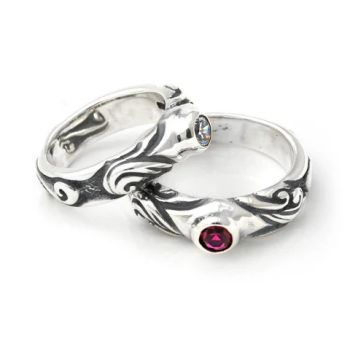 4mm Stone 18K Overlay w/ Red Garnet