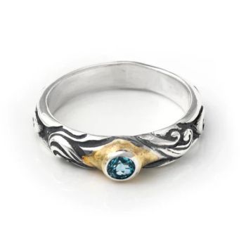 4mm Stone 18K Overlay w/ Blue Zircon