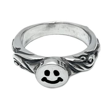 4mm Special Edition Band w/Tiny Happy Face w/18K Overlay