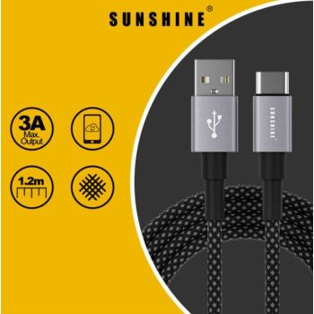 SUNSHINE 1.2米USB充電線USB-A轉USB-C(BK) CAC12/BK