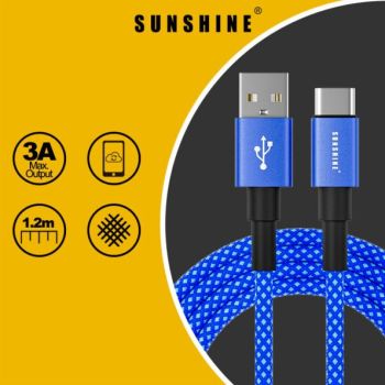 SUNSHINE 1.2米USB充電線USB-A轉USB-C(BL) CAC12/BL