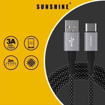 SUNSHINE 2米USB充電線USB-A轉USB-C(BK) CAC20/BK