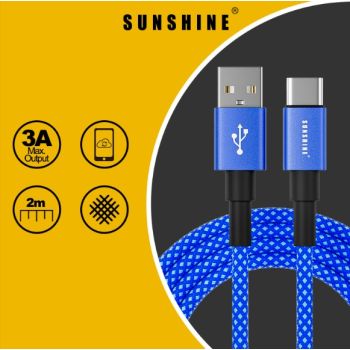 SUNSHINE 2米USB充電線USB-A轉USB-C(BL) CAC20/BL