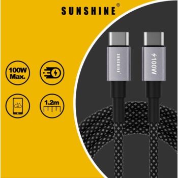 SUNSHINE 1.2米長USB-C快速充電線(黑色) CAD12BK