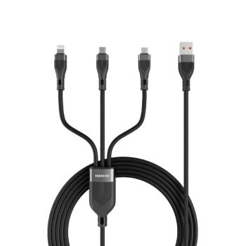 SUNSHINE 1.2M三合一快速充電線(黑色) CAFAC/BK