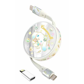 CLUEBOX 自動伸縮資料充電電線 - 相容Lightning & USB-C(Cinnamoroll) CBUSBC1/CN