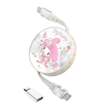 CLUEBOX 自動伸縮資料充電電線 - 相容Lightning & USB-C(My Melody) CBUSBC1/MM