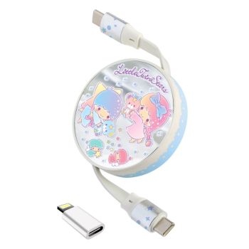 CLUEBOX 自動伸縮資料充電電線 - 相容Lightning & USB-C(Little Twin Stars) CBUSBC1/TS