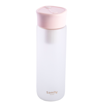 Samily 230ml 硅胶丝感涂层玻璃泡茶杯 - 粉红