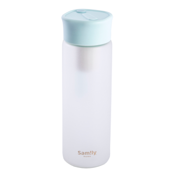 Samily 450ml 硅胶丝感涂层玻璃泡茶杯 - 粉蓝