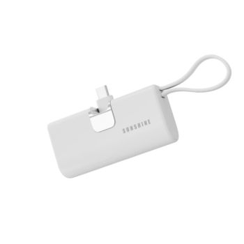 SUNSHINE 5000mAh三合一迷你移動電源USB-C+Lightning(白色) EBHKE/WH