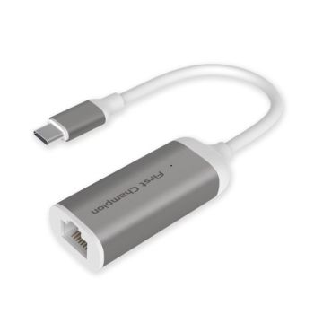 FIRSTCHAMPION USB3.1Gen2Type-C至以太网端口(RJ45)转接器(灰色) FCTCAC3G2LAN/GREY