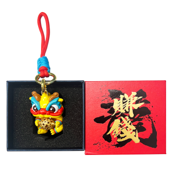 金鑽坊 足金財幣+銀球龍匙扣