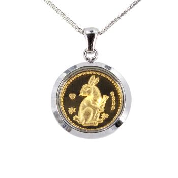 GOLD TOUCH 足金金箔兔吊墜(配銀鏈)