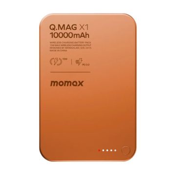 MOMAX Q.Mag X1 10000mAh 超薄磁吸流動電源-第二代(CCC認證)(橙色) IP117AM