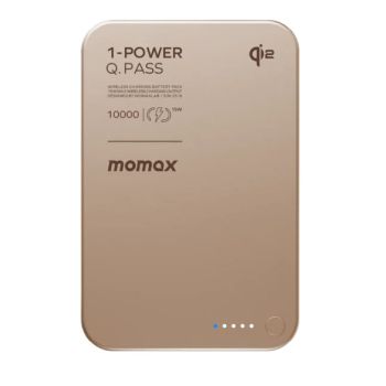 MOMAX 1-Power Q.Pass 10000mAh Qi2 超薄磁吸流動電源-第二代(砂岩) IP136Q2L2