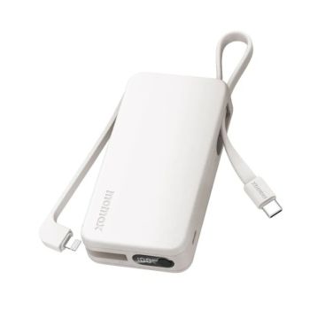 MOMAX 10000mAh移動電源，內建USB-C和Lightning線(白色) IP138MFIW