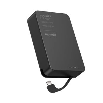 MOMAX 20000mAh磁吸帶線移動電源(黑色) IP159D