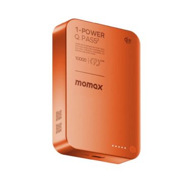 MOMAX 1-Power Q.Pass² 10000mAh Qi2 25W 磁吸流動電源(CCC認證)(橙色) IP168Q22M