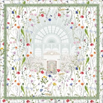 JARDIN DES FONTAINES 嘉甸晨露花夢柔滑絲巾 (90厘米)