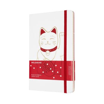 MOLESKINE 限量版招财猫大号横线白色笔记本
