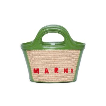 MARNI Tropicalia bag in leather and raffia-effect fabric