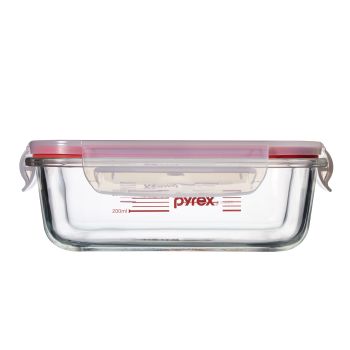 Pyrex 長方形玻璃保鮮密封盒套裝2件 (連刻度)