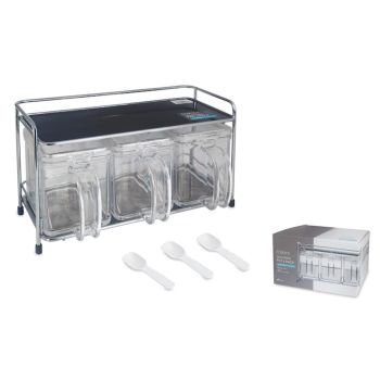 ASVEL 塑料三头调味盒连架