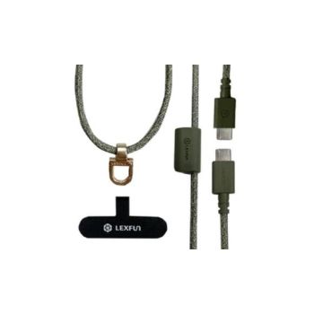 LEXFUN 可調式充電線手機掛繩 POWERSLING/USB-CTOUSB-C/GR