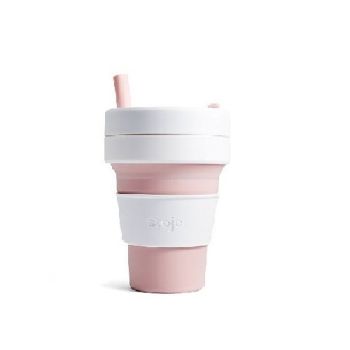 Stojo 環保摺疊杯 470ml/16oz 粉白色