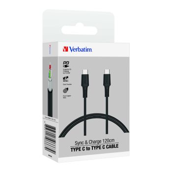 VERBATIM Type-C至Type-C數據充電線 TYPECTOTYPECSYNC&CHARGECABLE/120CM