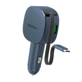 MOMAX 1-MOVE+ 60W 伸縮充電線雙介面車用充電器 UC19E