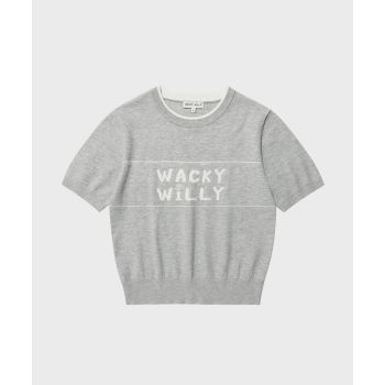 WACKY WILLY 女士印花撞色短袖針織衫