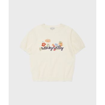 WACKY WILLY 女士刺繡圖案短袖針織衫